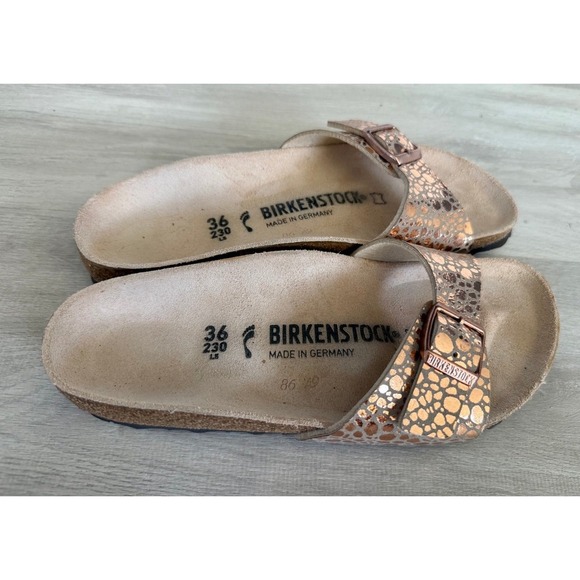 Birkenstock Mayari Bronze Crackle Sandals EU 36 US 5-5.5 Adjustable Buckle - Picture 7 of 9